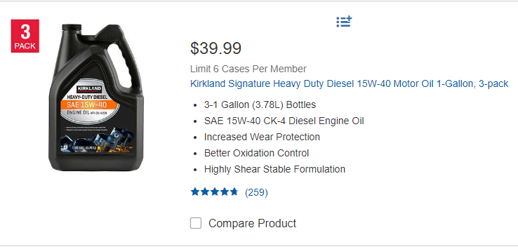 Kirkland Signature 5W-30 Full Synthetic Motor Oil 5-quart, 4-pack