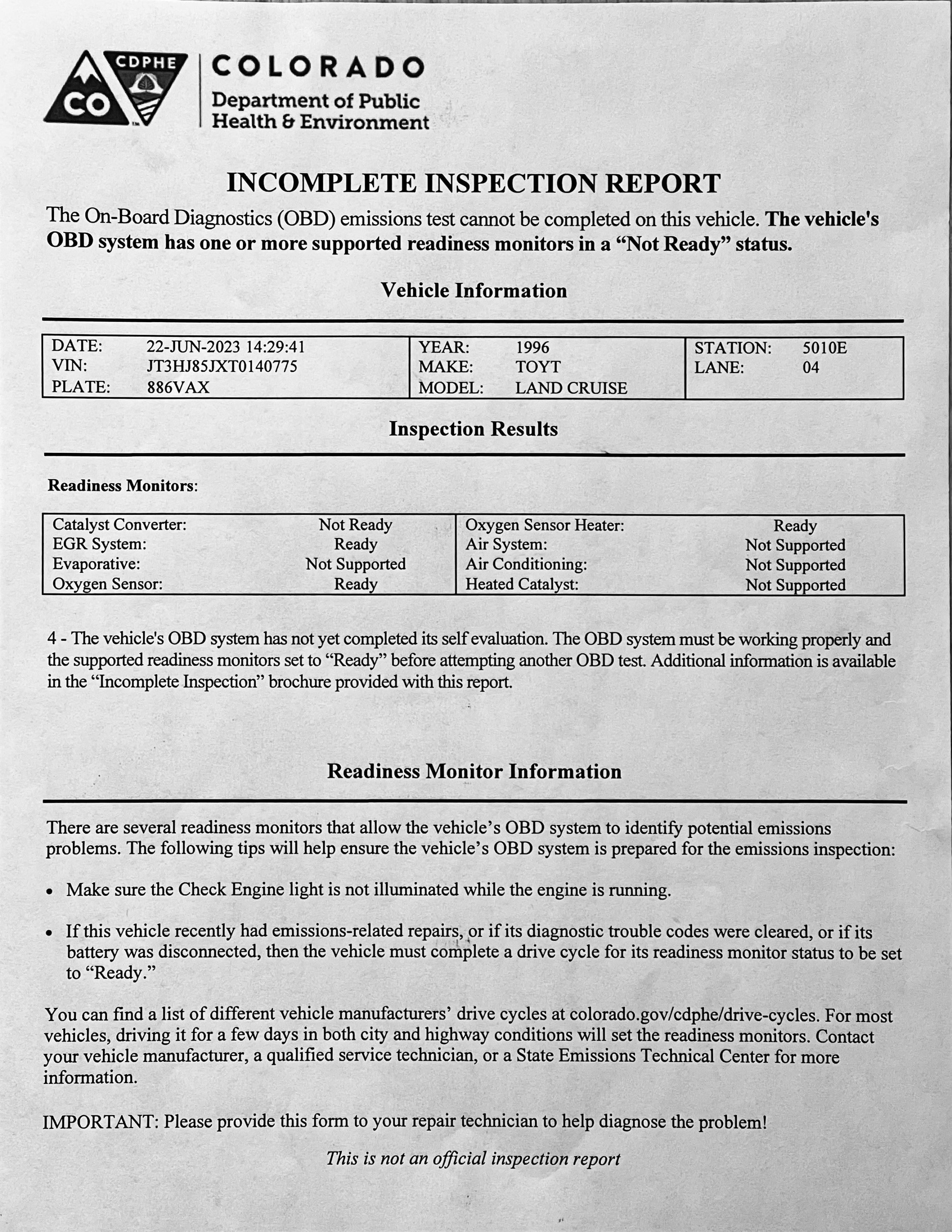 Incomplete Emissions Inspection | Rising Sun 4WD Club Forum